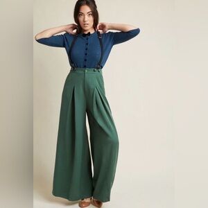 Voodoo Vixen Wide Leg Trousers Flare Suspender Pants 40s 50s Rockabilly Vintage